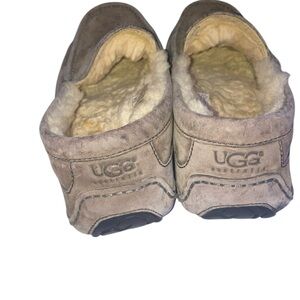 UGG Taupe Suede Shearling-Lined Slip-On Mules UGG Brown Faux Fur  Size 10